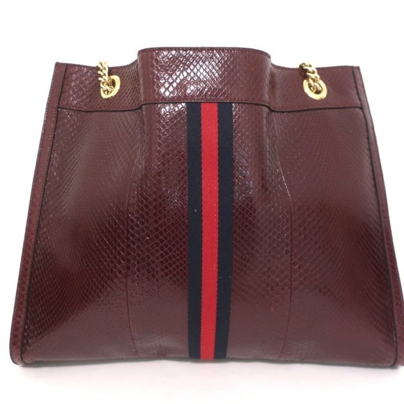GUCCI RAJAH PYTHON MAXI TOTE BORDEAUX CHAIN STRAP SHOULDER BAG - Picture 7 of 15